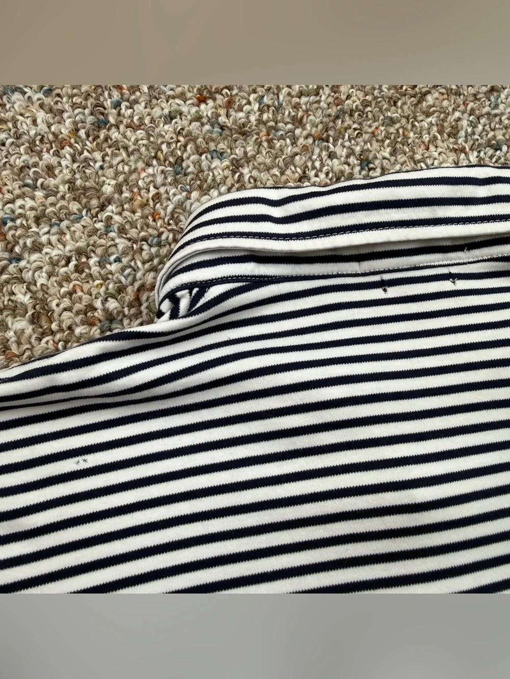 Polo Ralph Lauren Men’s White and Black Striped Pony Logo Collared Shirt 2XL